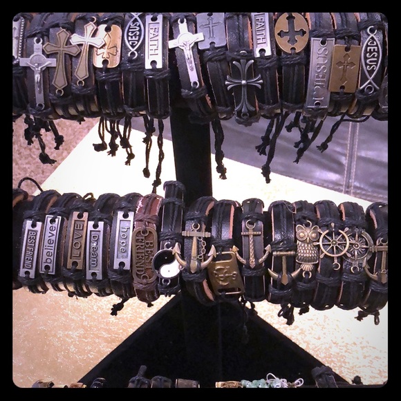 Leather Cuff Bracelets - Pack of 5 - Picture 1 of 1